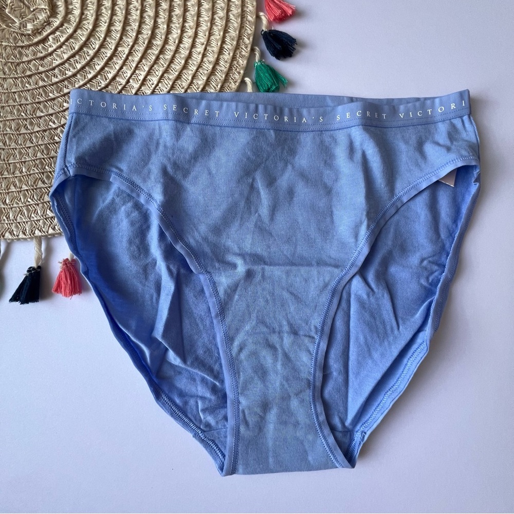 Victoria's Secret Stretch Cotton High-Leg Brief Panty Cameo Blue Small NEW
